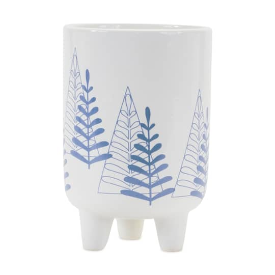 6" Modern Pine Tree Dolomite Planter with Legs, 2ct.